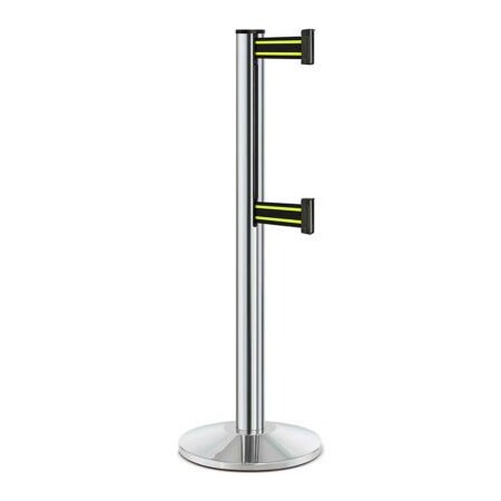 Lavi Industries Retractable Belt Barrier, Black/Neon Yellow, 7 ft Length, 40 in Post Height 50-3000DL/CL/BN